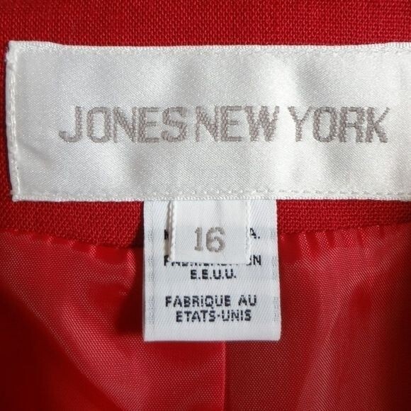 Jones New York Women's Red Button Front Jacket Top Size 16 Classic Blazer - Picture 4 of 6